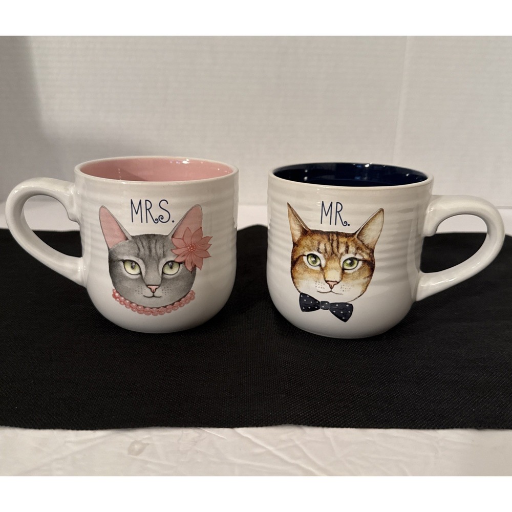 Mr & Mrs Cat Kitty Coffee Heavy Mugs Cat Lovers Bride Groom Couples-Coffee Cup